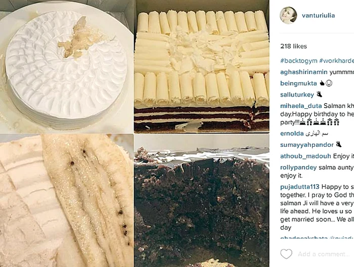 Iulia Vântur a pus  pe Instagram fix  tortul-negresă  pe care îl taie  “mama soacră” 