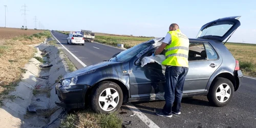 Masina răsturnată în Constanta FOTO