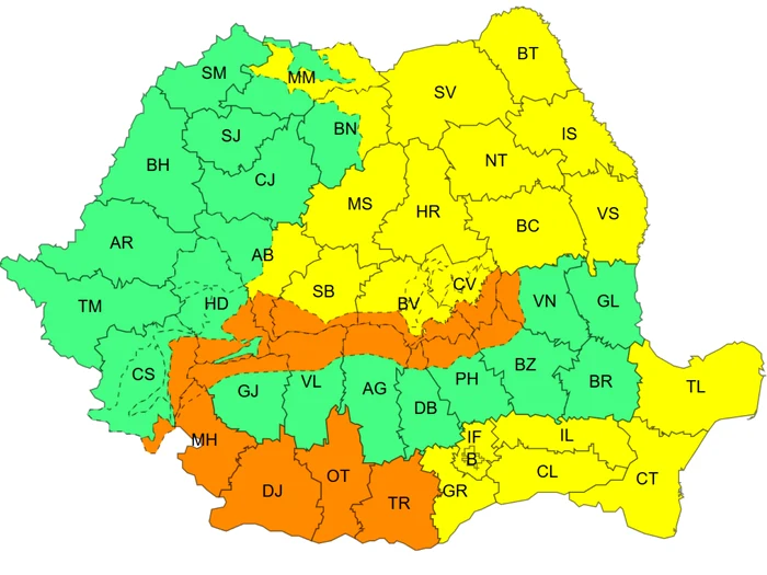 Interval de valabilitate: 08 ianuarie, ora 10:00 - 08 ianuarie, ora 23:00/FOTO: ANM