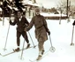 Principesa Ileana la schi cu maiorul Emil Pălăngeanu și căpitanul  Dimăncescu. FOTO: Historia