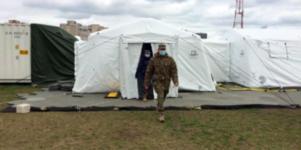 Spitalul militar de campanie pentru Constanţa instalat pe Stadionul Portul - coronavirus Covid-19 Foto Sînziana Ionescu