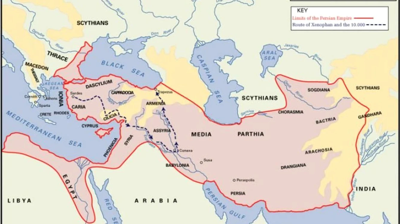 Întinderea maximă a Imperiului Ahmenid (circa 500 î.Hr.)