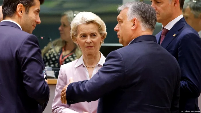 Președinta Comisiei, Ursula von der Leyen și actualul președinte al Consiliului, Viktor Orban