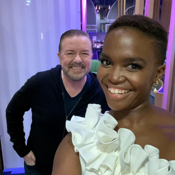 Oti Mabuse alături de celebrul Ricky Gervais FOTO arhiva personală