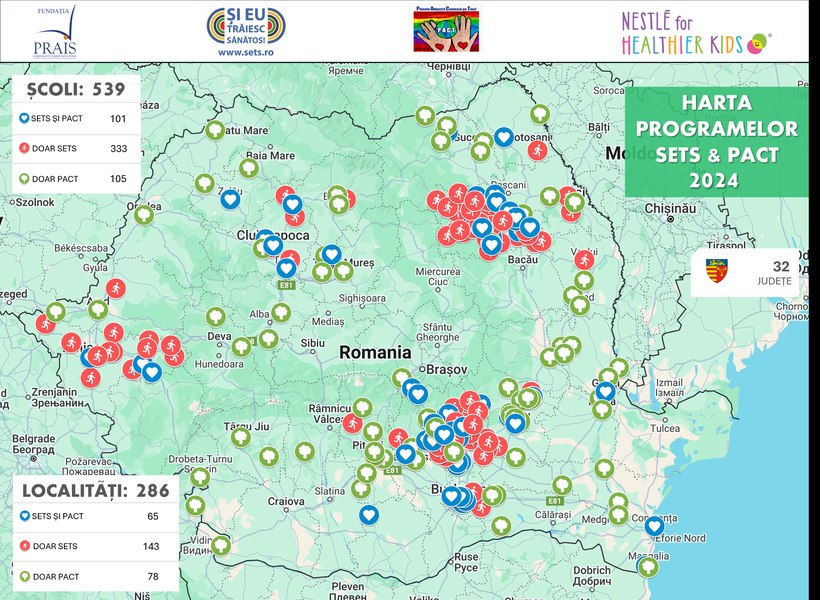 Elevi din 539 de școli cu ciclu primar din 32 de județe au participat la proiectele naționale educaționale care promovează stilul de viață sănătos și grija față de natură