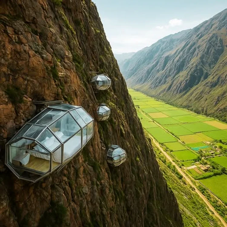 Hotelul cu camere suspendate din Peru a făcut senzație în întreaga lume / FOTO: Atlas Geografic