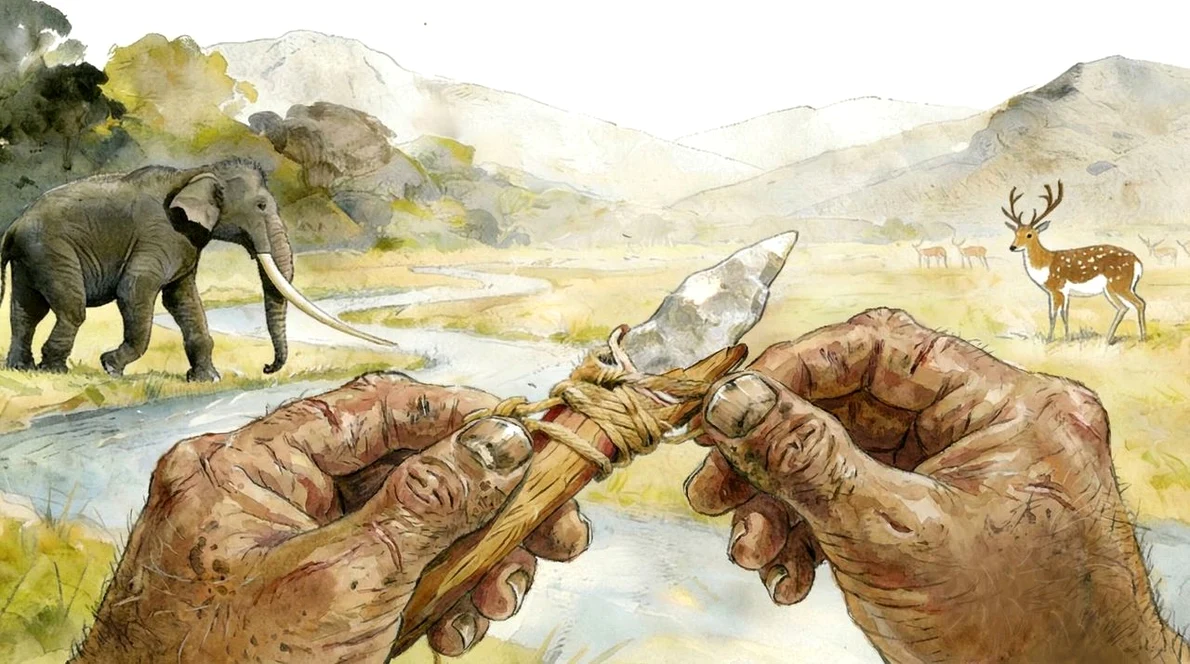 Reconstrucția fabricării uneltelor din Xigou (© Hulk Yuan / Griffith University)