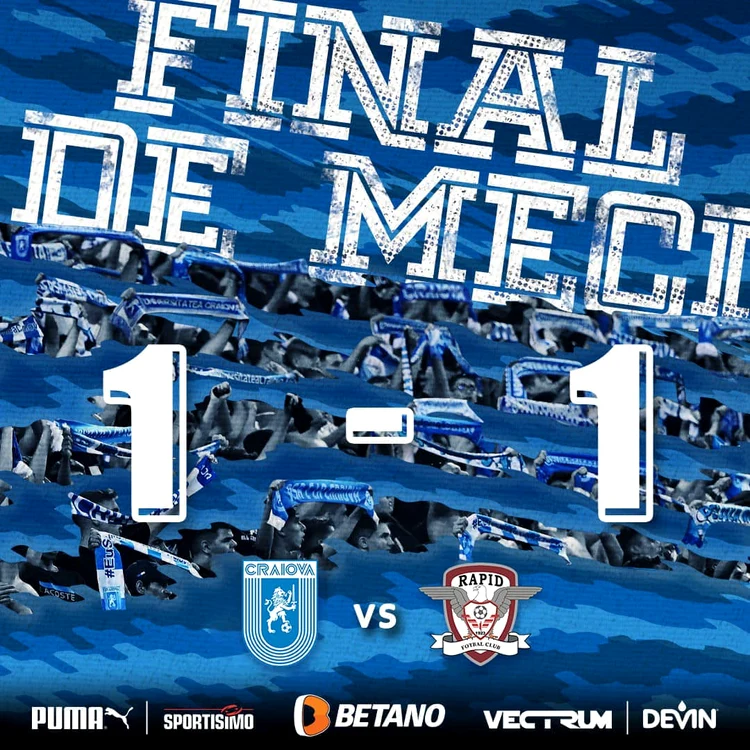 Universitatea Craiova - Rapid FOTO: Facebook/UCVOficial