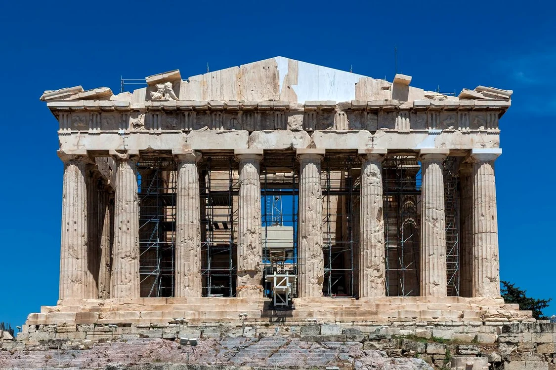 Fațada vestică a Partenonului, restaurată (© Facebook / Υπουργείο Πολιτισμού)