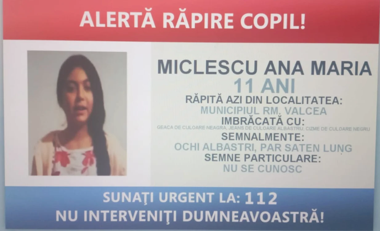 Ana Maria Miclescu - copila răpită - Foto Poliție