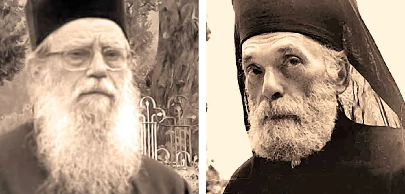 Părintele Mina Dobzeu, botezătorul, şi Nicolae Steinhardt, după intrarea în monahism FOTO crestinortodox.ro