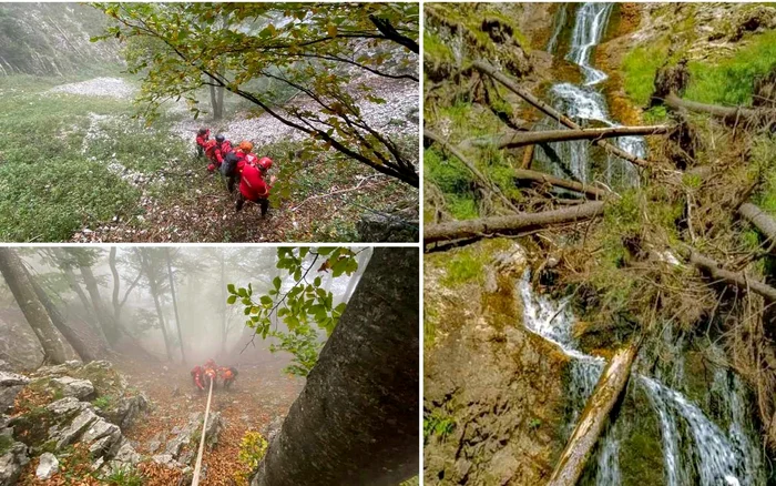 Misiune de salvare a turistului din Ungaria. Foto: Salvamont Satvaspeo Bihor.