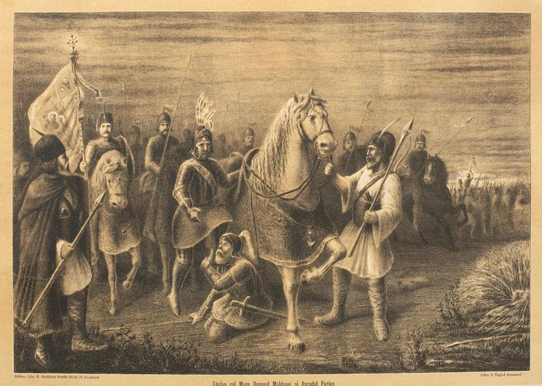 Stefan cel Mare în bătălia de la Șcheia FOTO wikipedia/operă a litografului I. Naghel