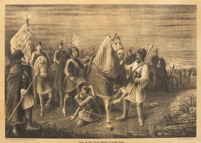 Stefan cel Mare în bătălia de la Șcheia FOTO wikipedia/operă a litografului I. Naghel