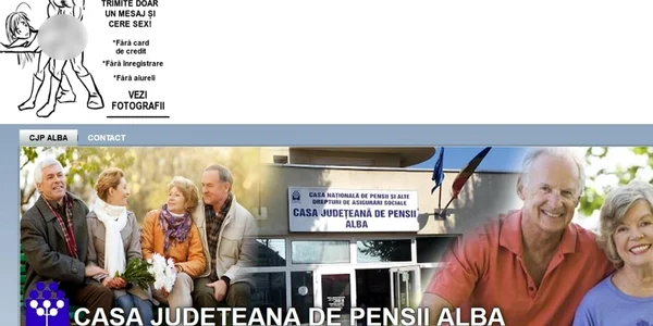 Atac informatic asupra site-ului Casei Judeţene de Pensii Alba- imagini obscene afişate pe prima pagină