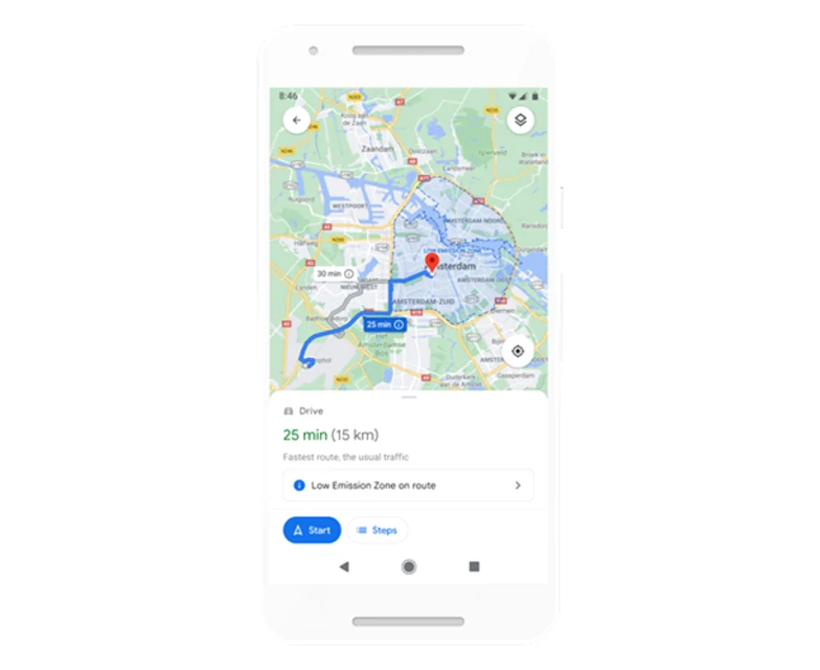 Google Maps vreme şi calitatea aerului