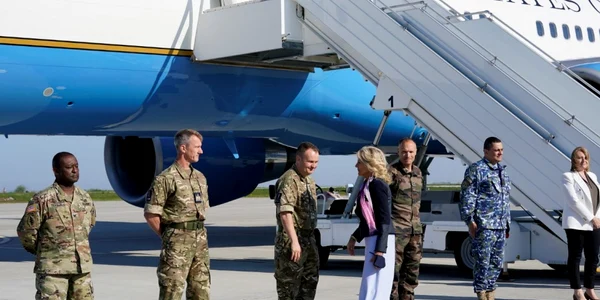 Jill Biden - Constanţa - baza Mihail Kogălniceanu - 6 mai 2022 / FOTO AFP