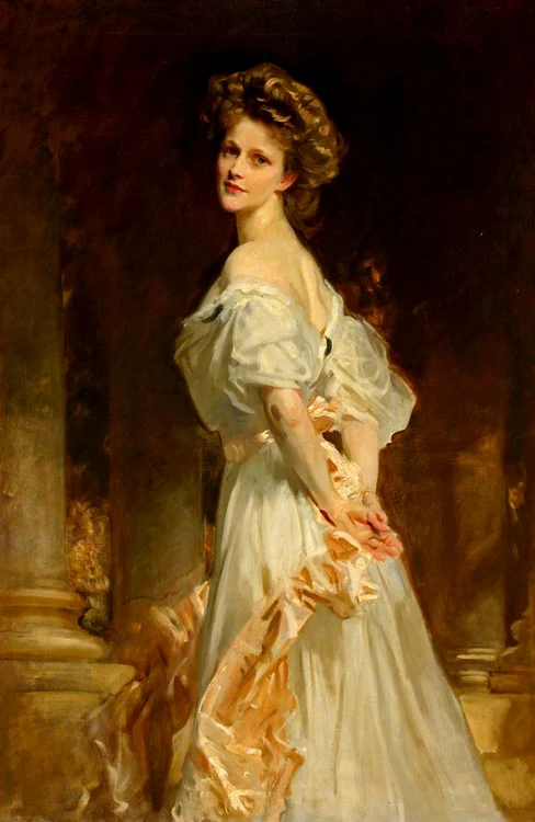 Lady Astor și coafura Pompadour într-un portret din 1909 (© Wikimedia Commons)