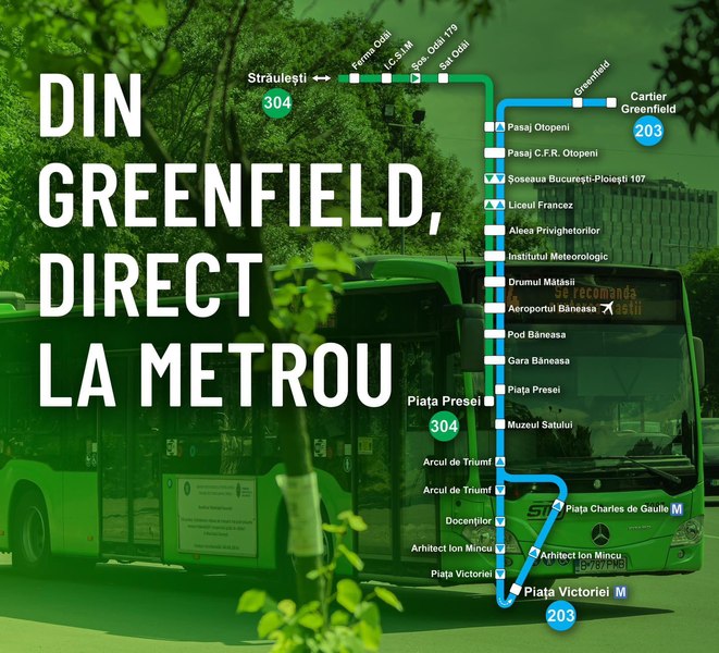 Traseul autobuzului 203 va fi extins, pentru a facilita conexiunile la metrou. Care este noua rută