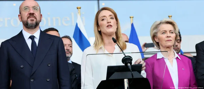 Charles Michel, Ursula von der Leyen şi Roberta Metsola, moment de reculegere după atentatul Hamas