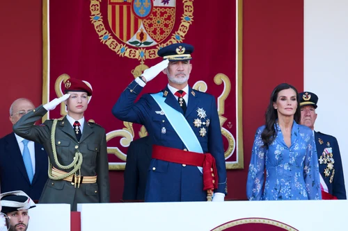 Regele Felipe, Regina Letizia și Leonor, de Ziua Spaniei foto GettyImages