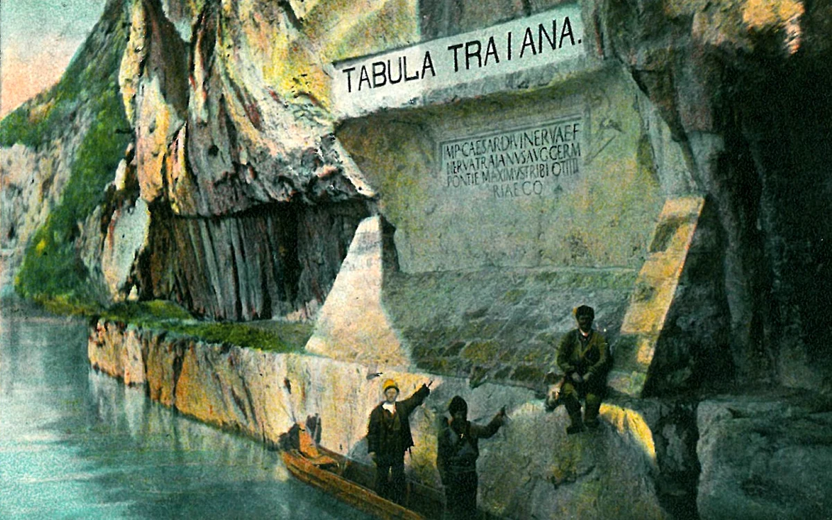 Tabula Traiana în primii ani ai secolului XX. Ilustrată. Sursa: delcampe.net