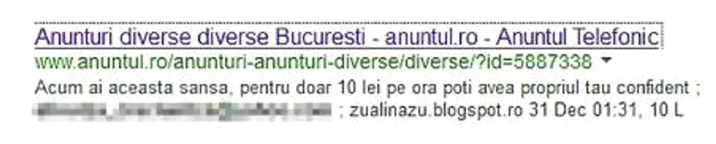
    Astfel de anunţuri găseşti postate pe paginile de Internet  