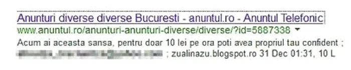 
    Astfel de anunţuri găseşti postate pe paginile de Internet  