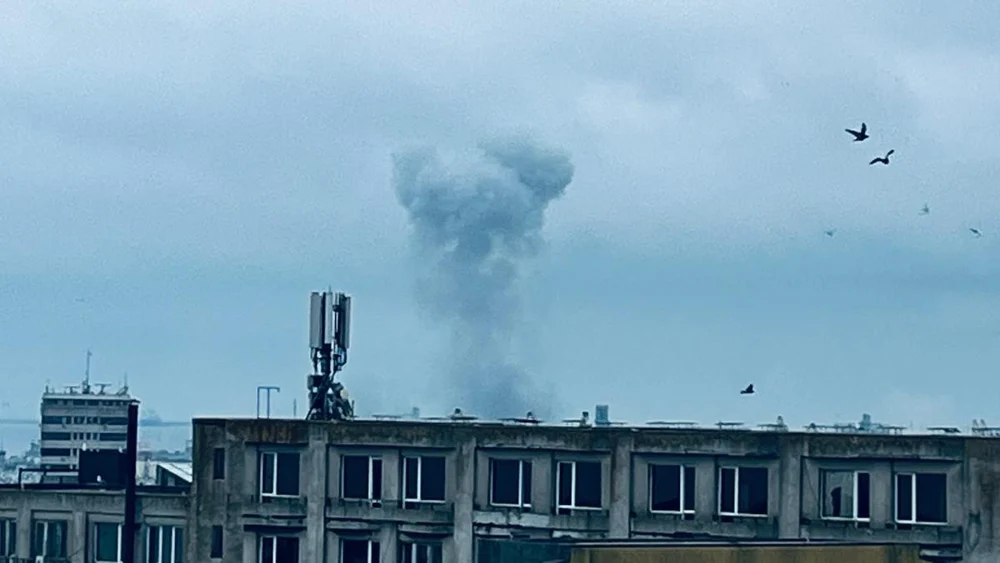 Momentul în care drona a explodat în Portul Constanța, filmat în direct în timpul unei transmisiuni TVR
