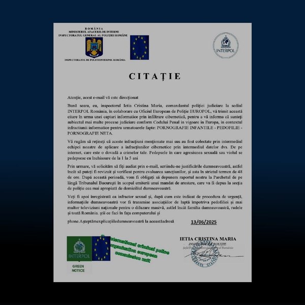 Citaţii false trimise în numele Poliţiei Române, Interpol sau Europol. Ce urmăresc infractorii