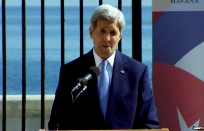 John Kerry susţine un discurs cu ocazia ceremoniei de redeschidere a ambasadei SUA la Havana FOTO Departamentul de Stat