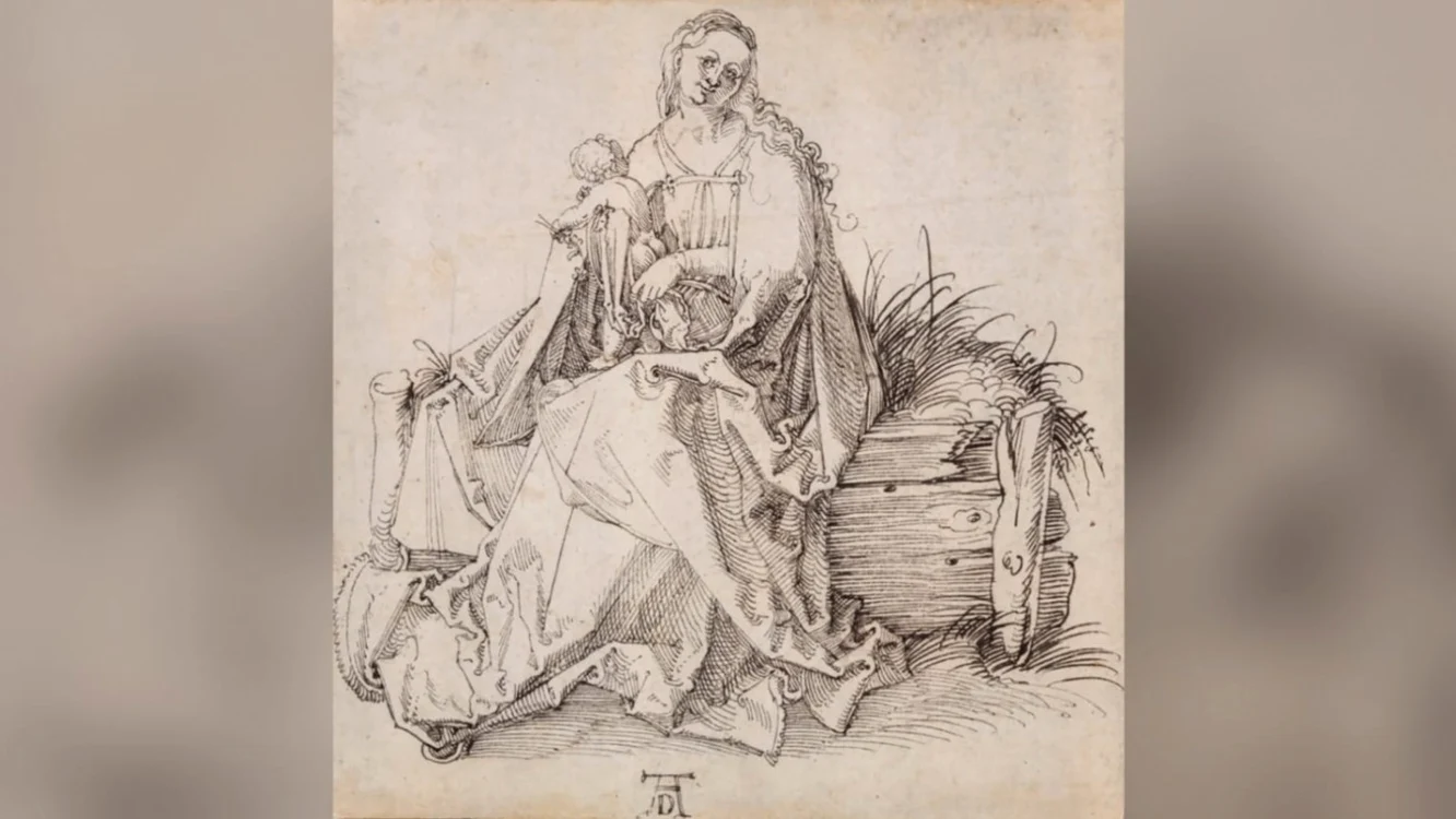 Schiţa intitulată „Fecioara şi pruncul”, realizată de Albrecht Dürer FOTO Agnews Gallery via CNN