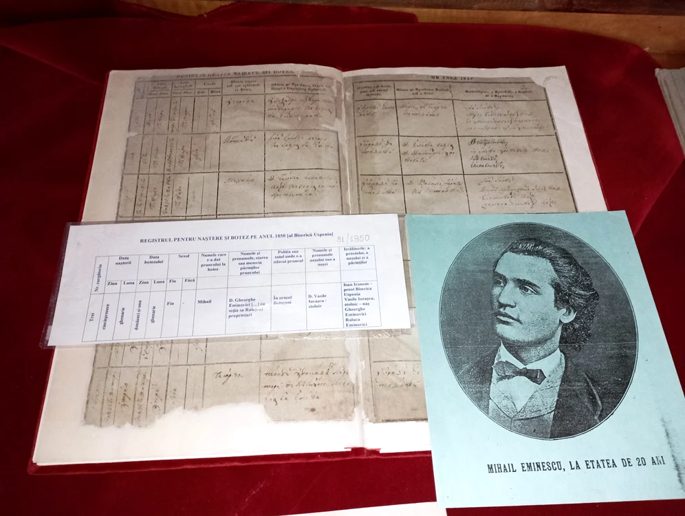 Certificatul de naștere al lui Mihai Eminescu FOTO Cosmin Zamfirache