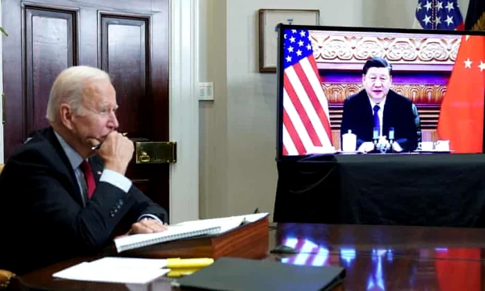 US president, Joe Biden, in a virtual meeting with his Chinese counterpart, Xi Jinping, last month. 