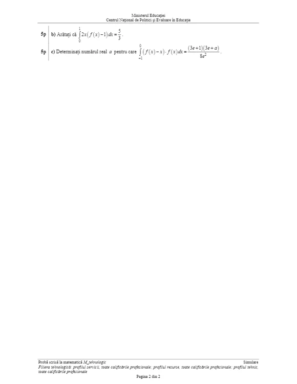 Subiectele la profilul Tehnologic