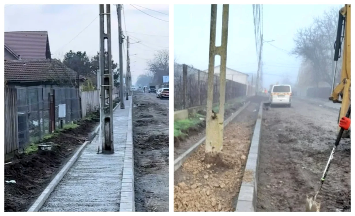 Stâlpi pe trotuar FOTO captură video
