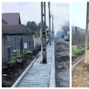 Stâlpi pe trotuar la Slobozia