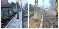Stâlpi pe trotuar la Slobozia 