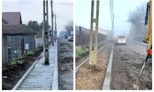 Stâlpi pe trotuar la Slobozia