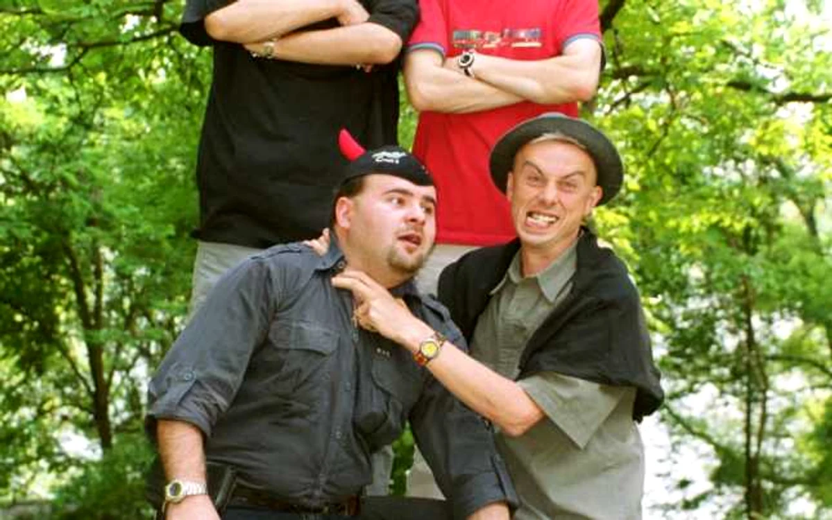 Şerban Huidu, Mihai Găinuşă, Mistreţu' şi Puştiu, în anii 2000 FOTO Arhivă Prima TV
