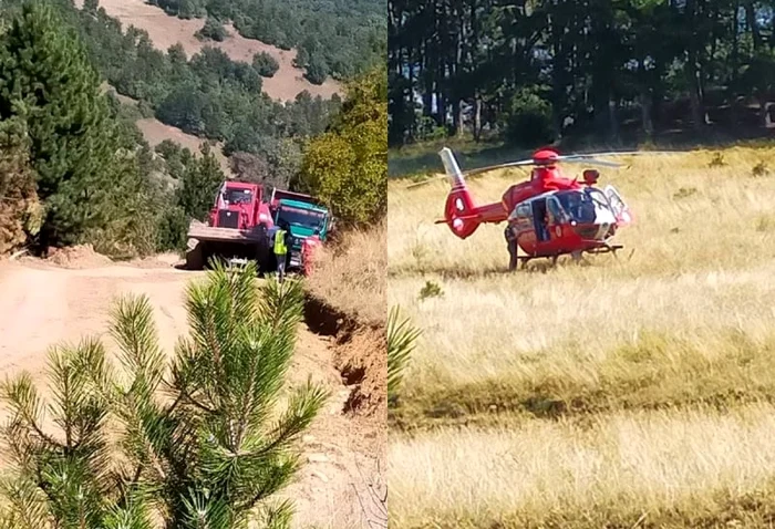 La locul accidentul a fost chemat și un elicopter SMURD FOTO alba24.ro