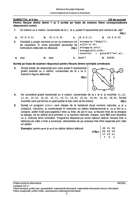 Proba E. Informatică - prima sesiune
