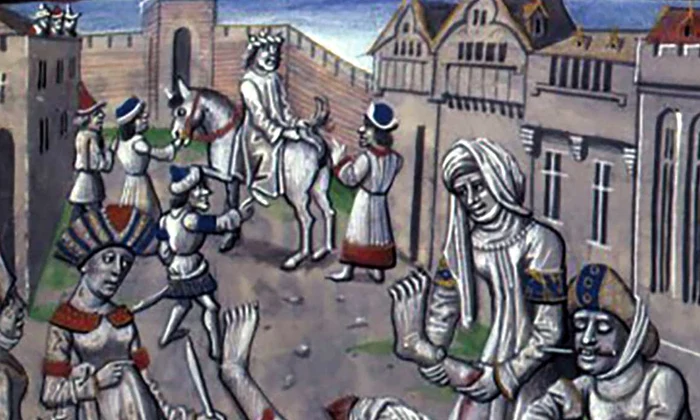 Moartea violentă a lui Andronic I. Gravură de secol XV (© Wikimedia Commons)