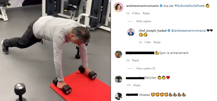 Andreea Marin l-a felicitat pe chef Hadad