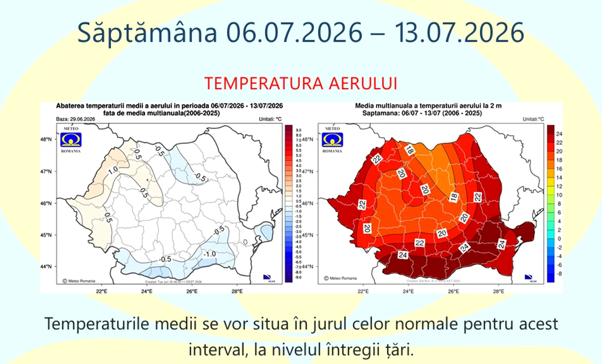 Prognoza pentru a doua săptămână a intervalului. FOTO ANM