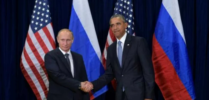 Preşedintele rus Vladimir Putin a avut, luni, o întîlnire de 90 de minute, cu omologul său american, Barack Obama, la New York FOTO AFP
