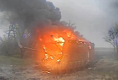 Burning 40th Naval Infantry Brigade tank jpg