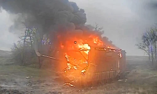 Burning 40th Naval Infantry Brigade tank jpg