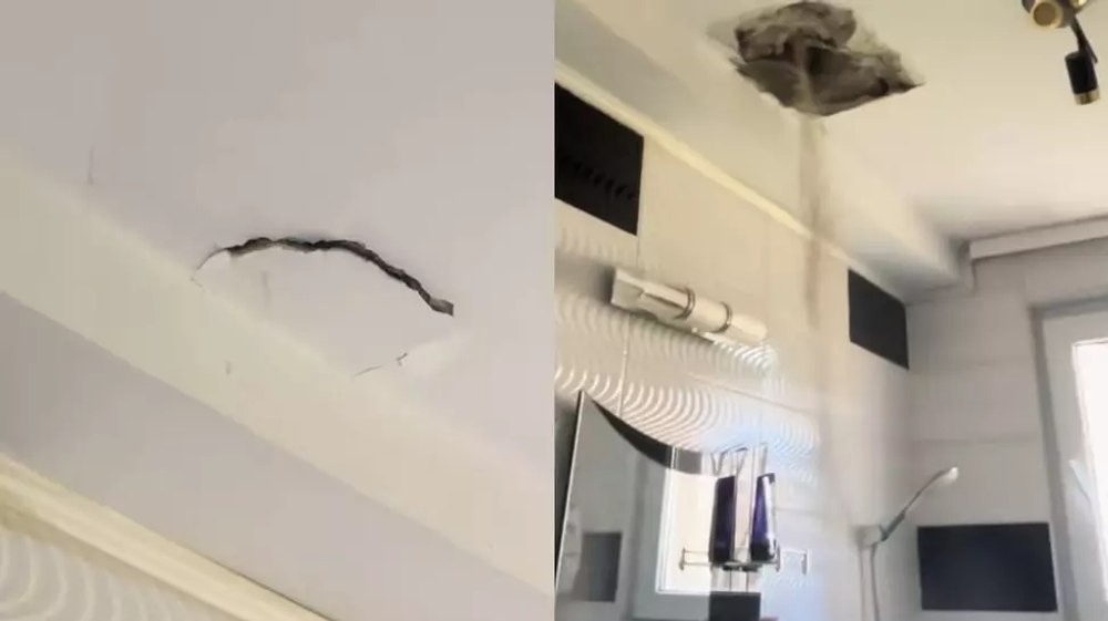 În timp ce făcea duș, un tânăr s-a trezit că tavanul băii sale începe să se prăbușească. „Mi-am luat telefonul și am filmat". Imaginile au devenit virale