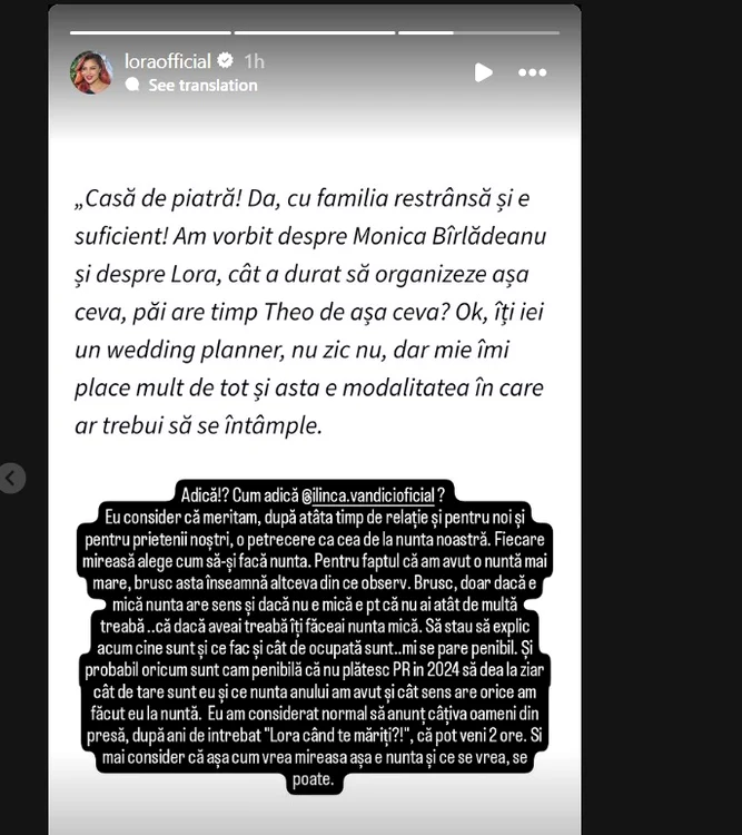 Postarea Lorei / foto: Instagram 